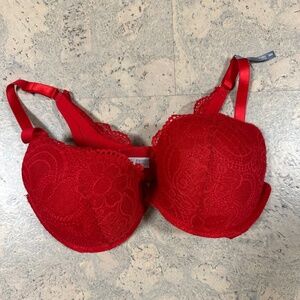 American Eagle Aerie Red Push Up Plunge Bra 34DD NEW